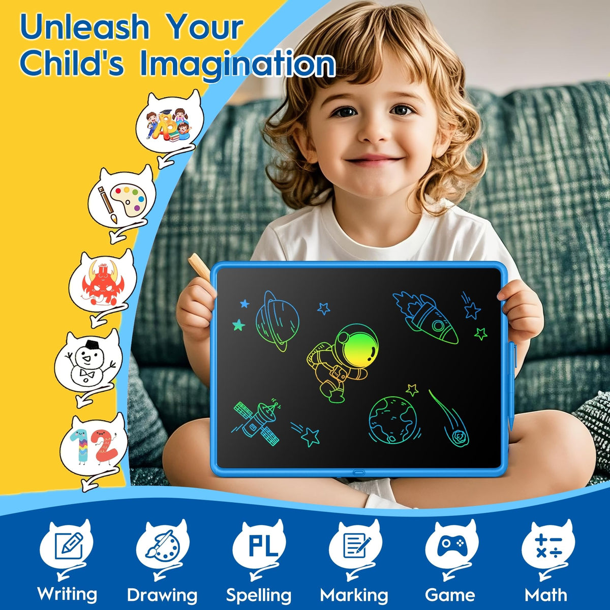0 SMALL MODEL rechargeable drawing tablet with Type-C port for fast power.
