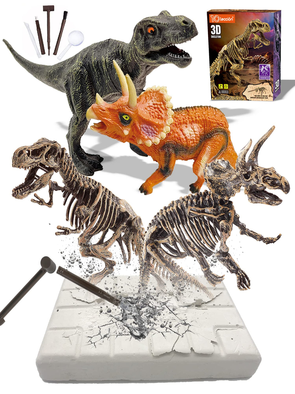 10Leccion Dinosaur Dig Kit box—hands-on STEM activity for curious kids.