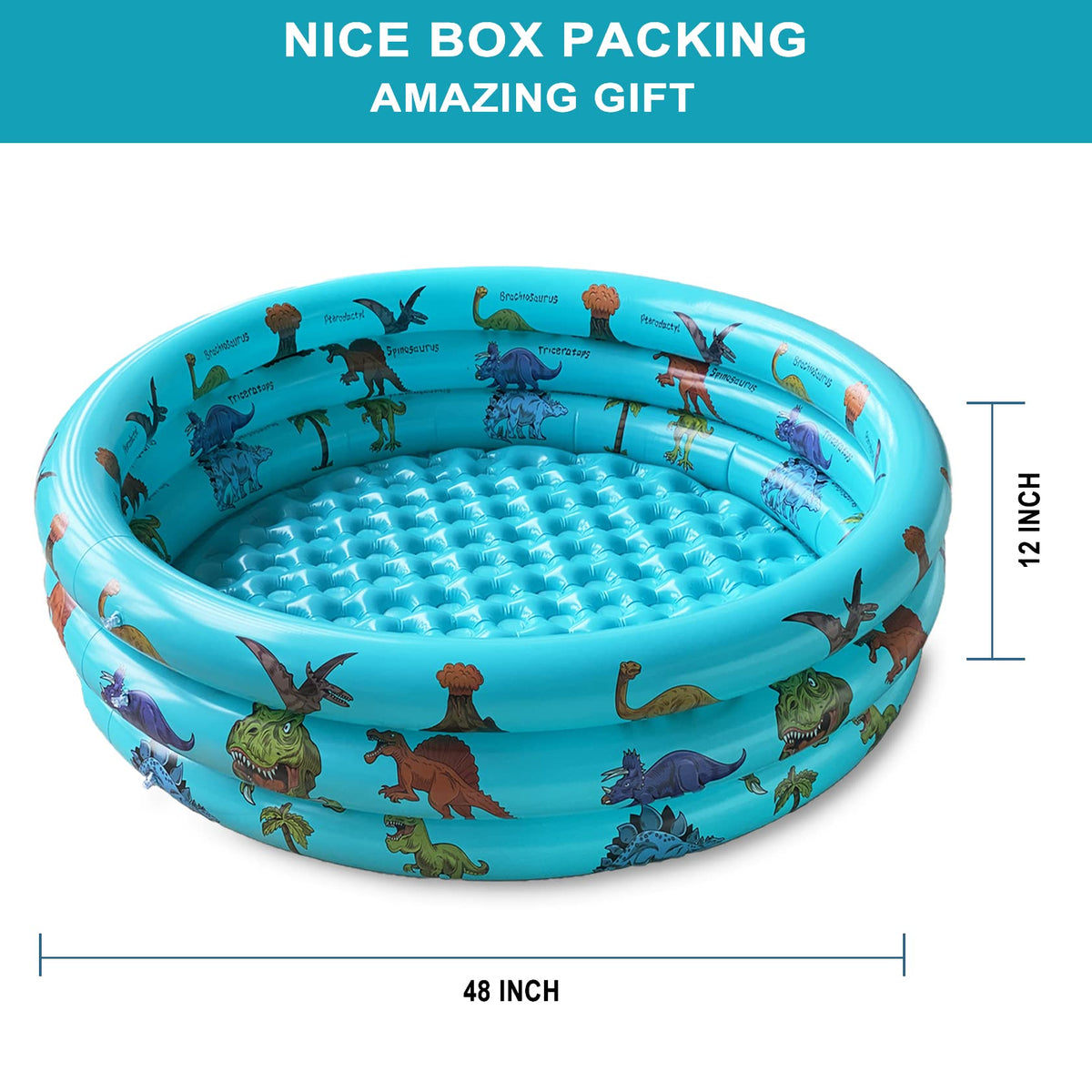 10Leccion Dinosaur Pool includes a drain hole for quick water release.
