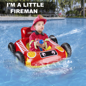 10Leccion fire-boat-pool-float uses durable materials for long summers.