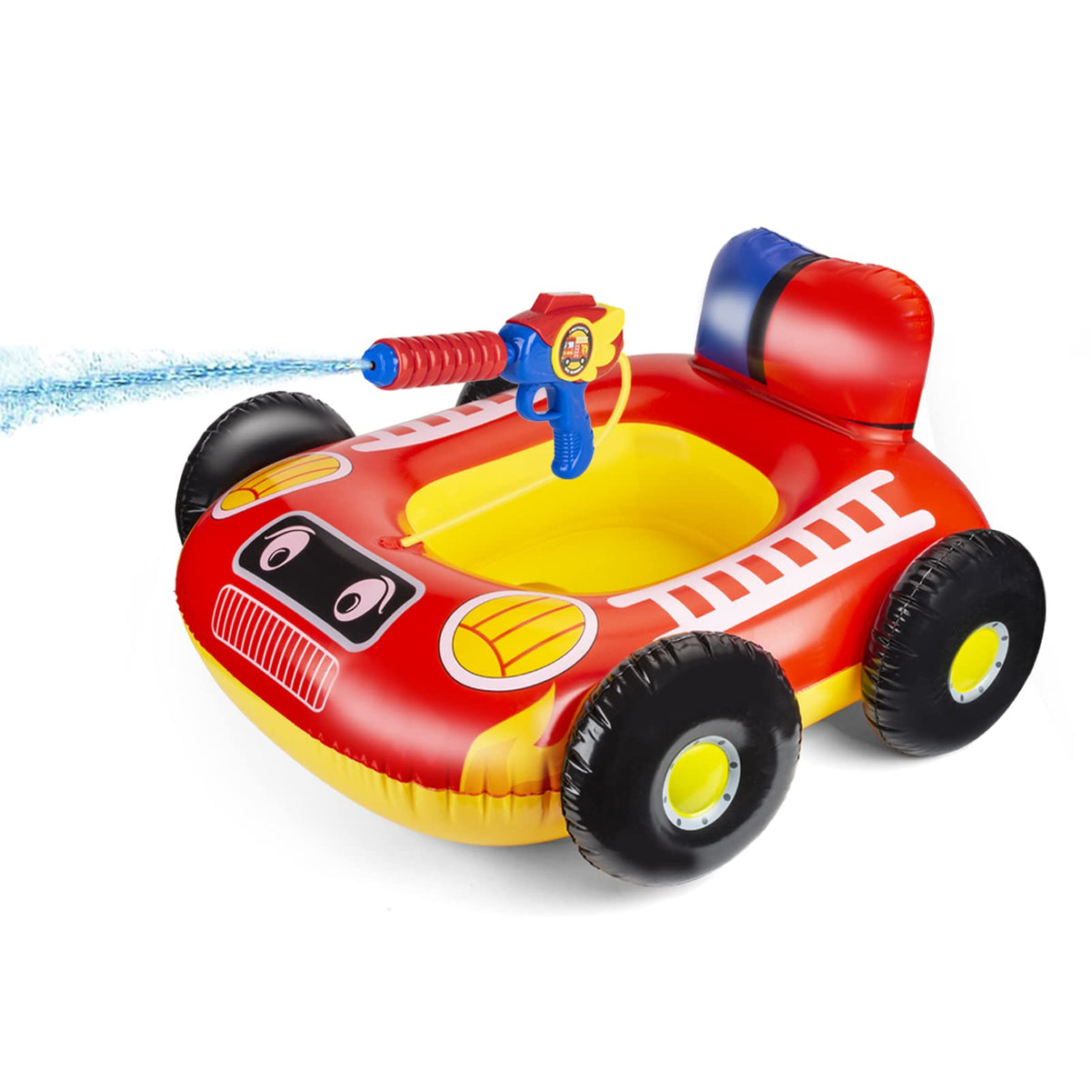 10Leccion fire-truck-toddler-float with water gun ideal for splashy pool play.
