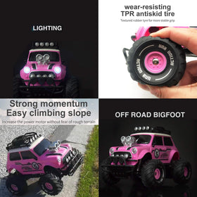 10Leccion pink RC truck with double battery, extended playtime.