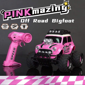 10Leccion pink RC truck side view, compact size for indoor play.
