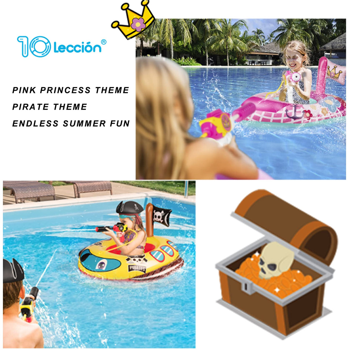 10Leccion two-pack kids pool floats for easy summer fun and sharing.