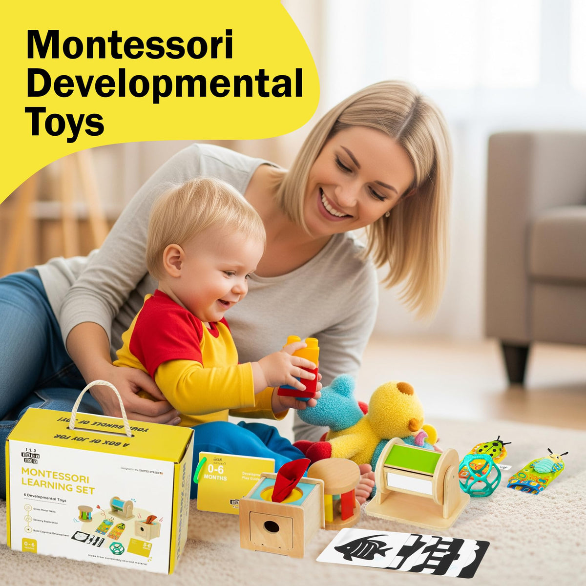 123 Baby Box Spinning Drum supports visual tracking through turning motion.