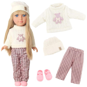 18INDC complete playset view highlights all included outfits and doll.