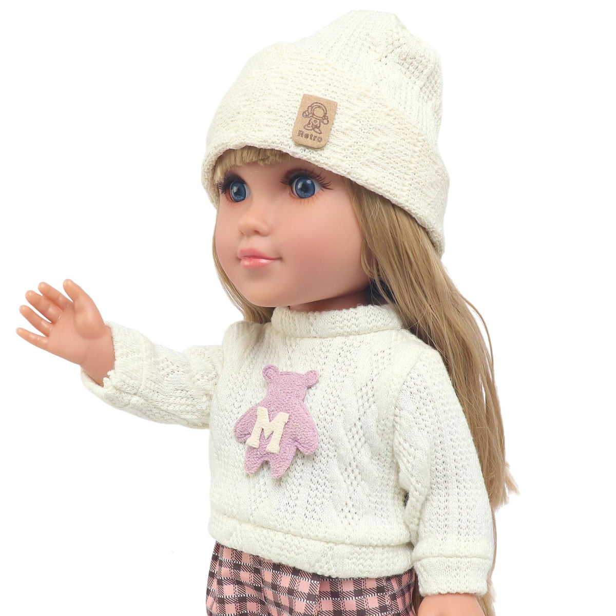 18INDC plaid-wide-leg pants on the doll offer versatile fashion options.