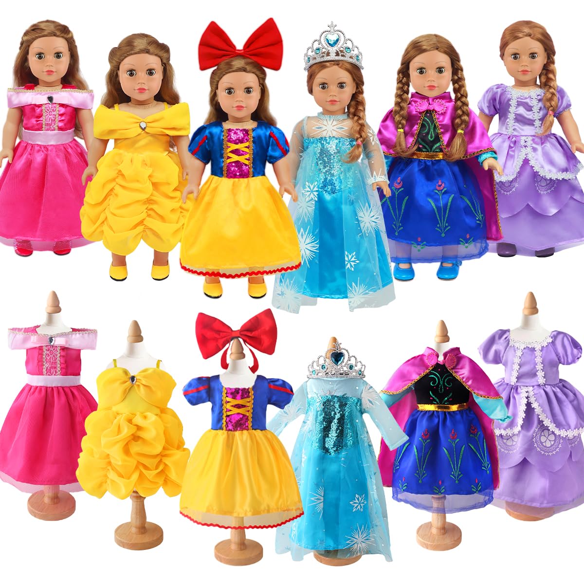 18INDC princess dresses 6 sets for 18-inch dolls for imaginative play