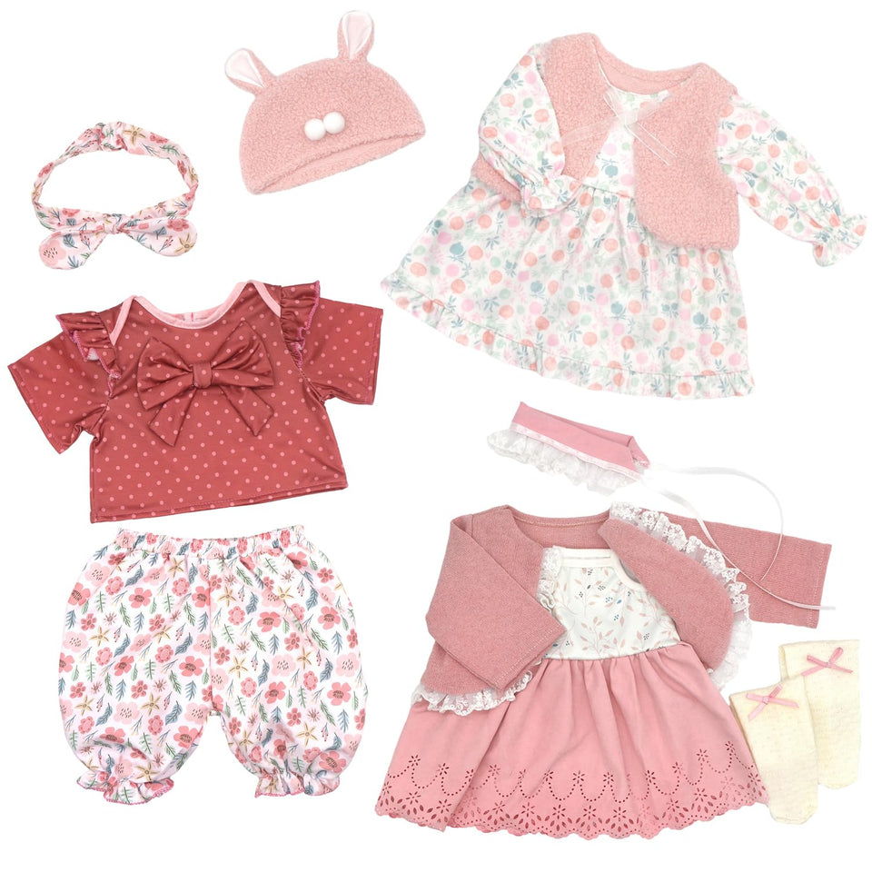 18INDC Reborn doll dress set for 20-22 inch dolls with easy Velcro closures