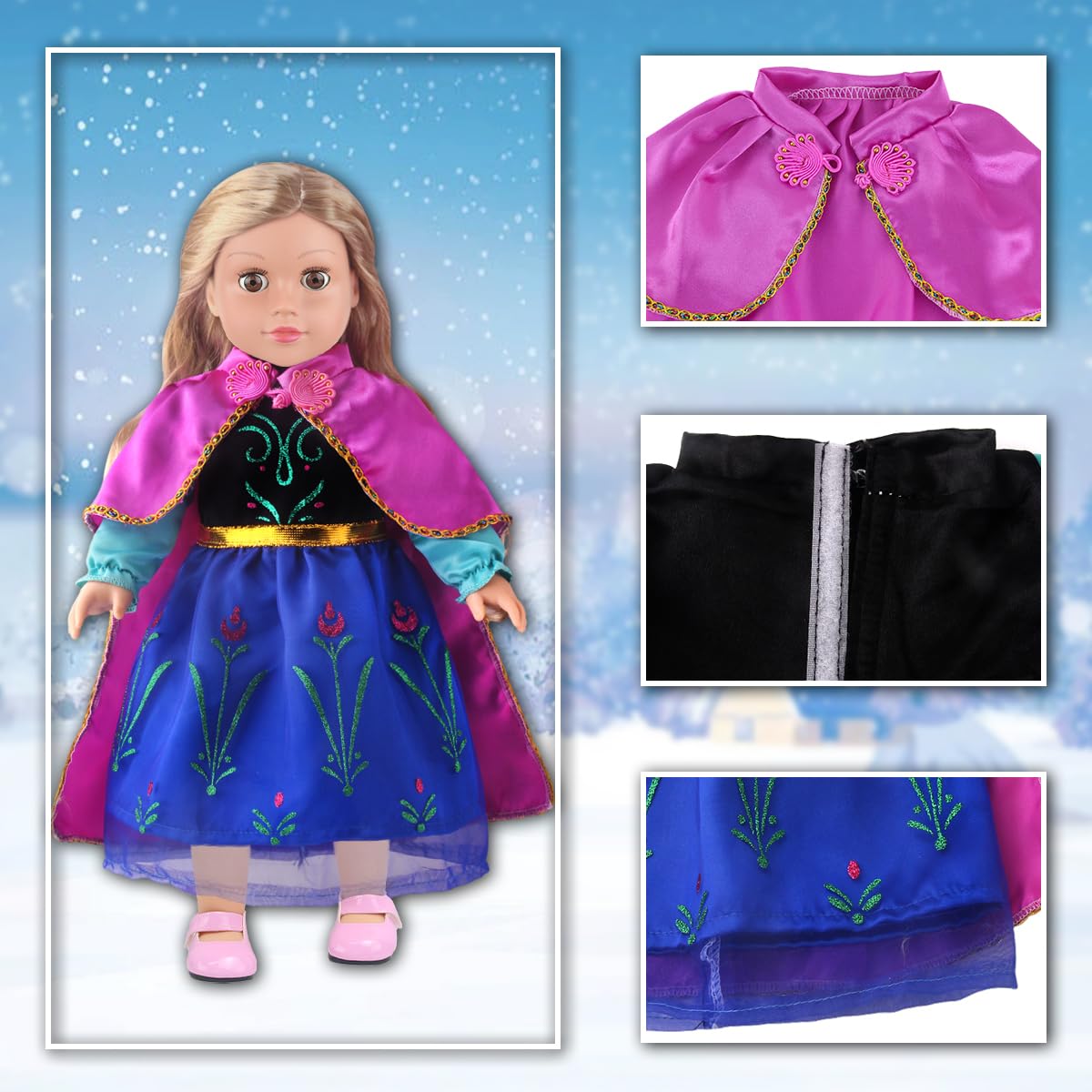 18INDC dress with elastic Velcro closures for easy dressing