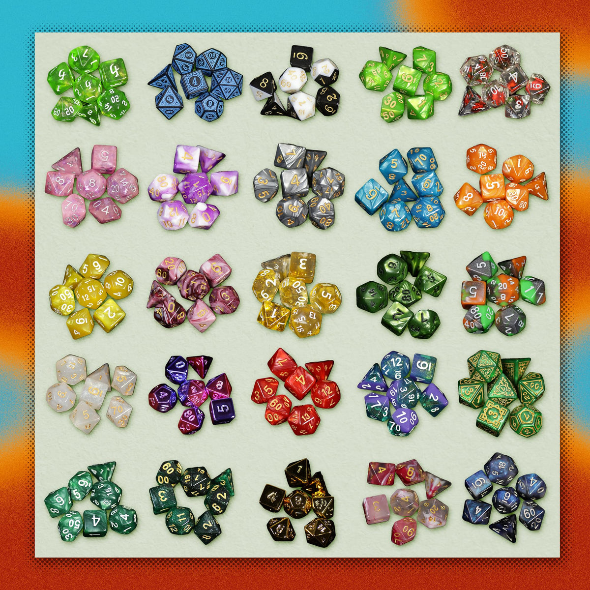 1985 Games Mystery Dice display a wide range of patterns for strategy.