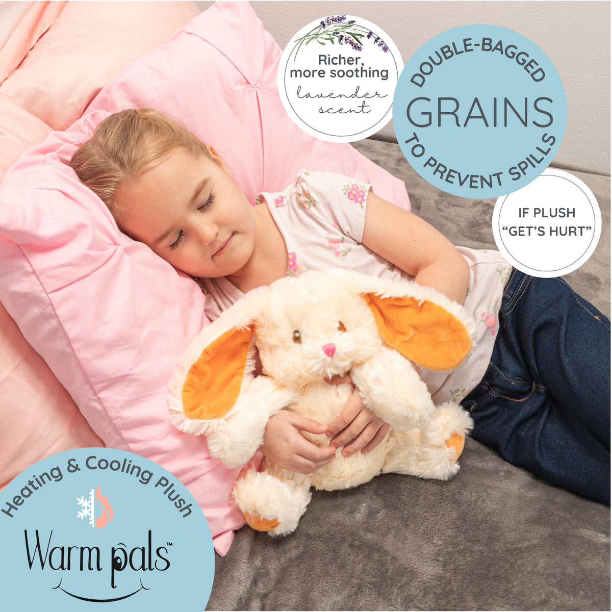 1i4 Group Bashful Bunny weighted plush delivering gentle pressure hugs.