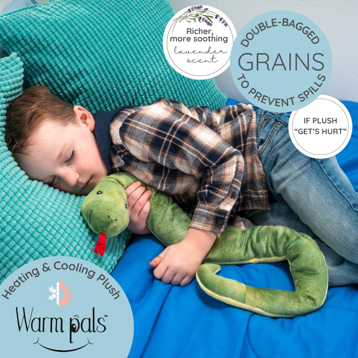 1i4 Group Sammy the Snake weighted plush with gentle pressure.