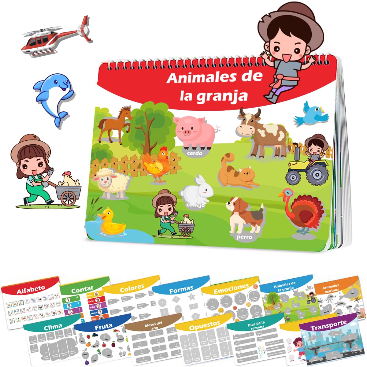 1step2dream Spanish Busy Book cover featuring vibrant bilingual pages for early learning.