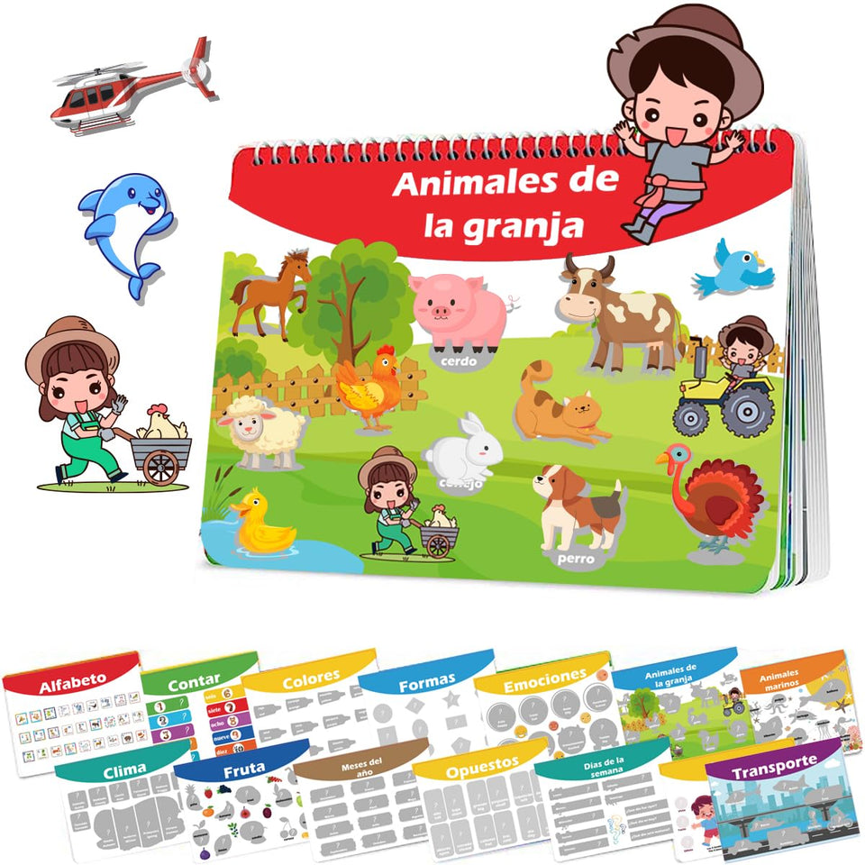 1step2dream Spanish Busy Book cover featuring vibrant bilingual pages for early learning.