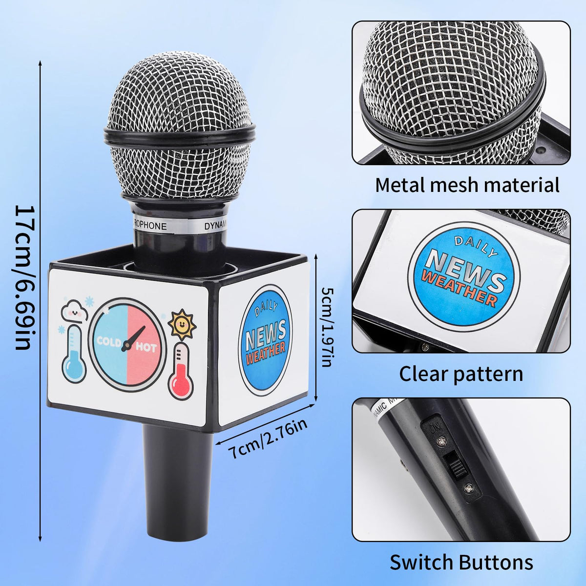 2 MULE TEAM Kids Meteorologist Microphone Prop offers a realistic, safe pretend microphone.