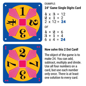 24 GAME Integers deck in use with 3-Dot cards for advanced puzzles