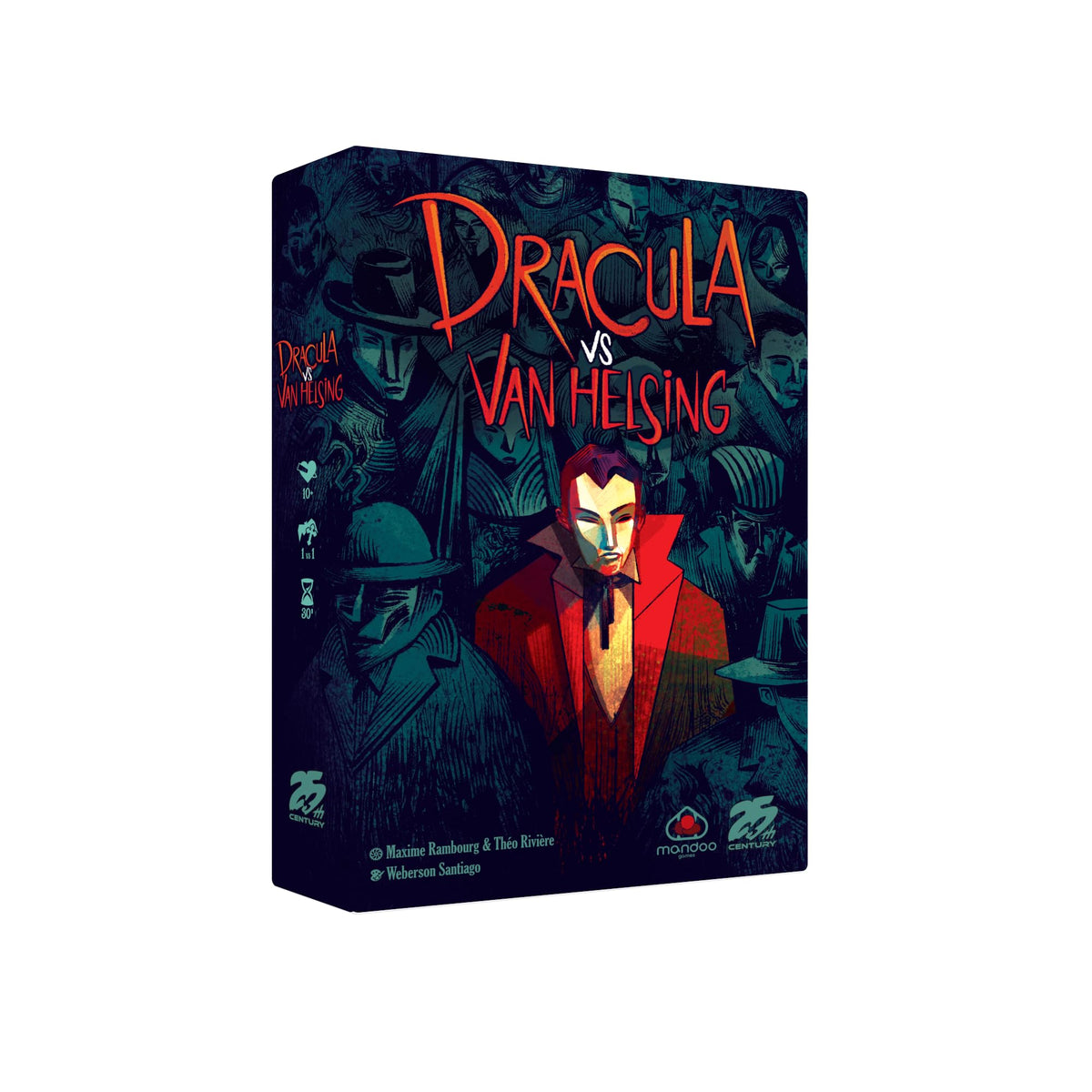 Dracula vs Van Helsing intense duel graphic—two-player strategic clash by 25th Century Games