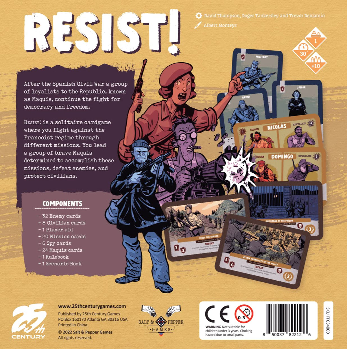 Resist solo-play setup by 25th Century Games for focused sessions.