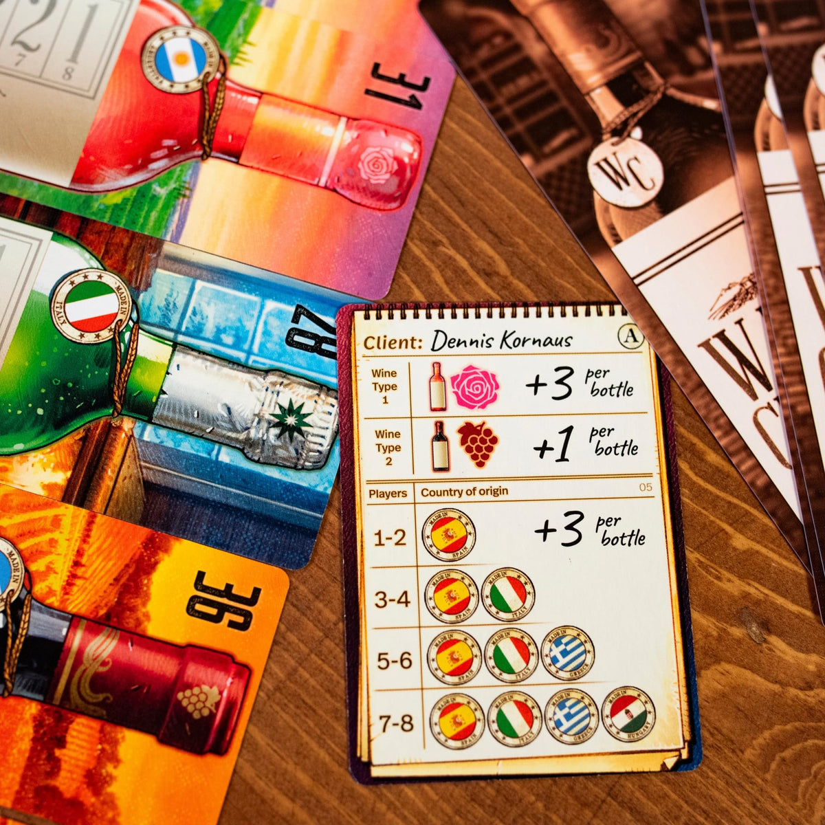 25th Century Games timeline board with bottles, suggesting aging strategy