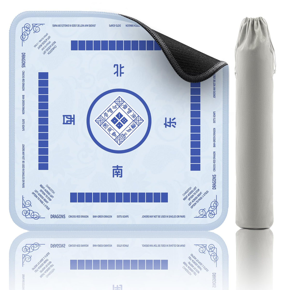 2F22E Mahjong Mat top view shows a wide 32.4 inch square surface for smooth play