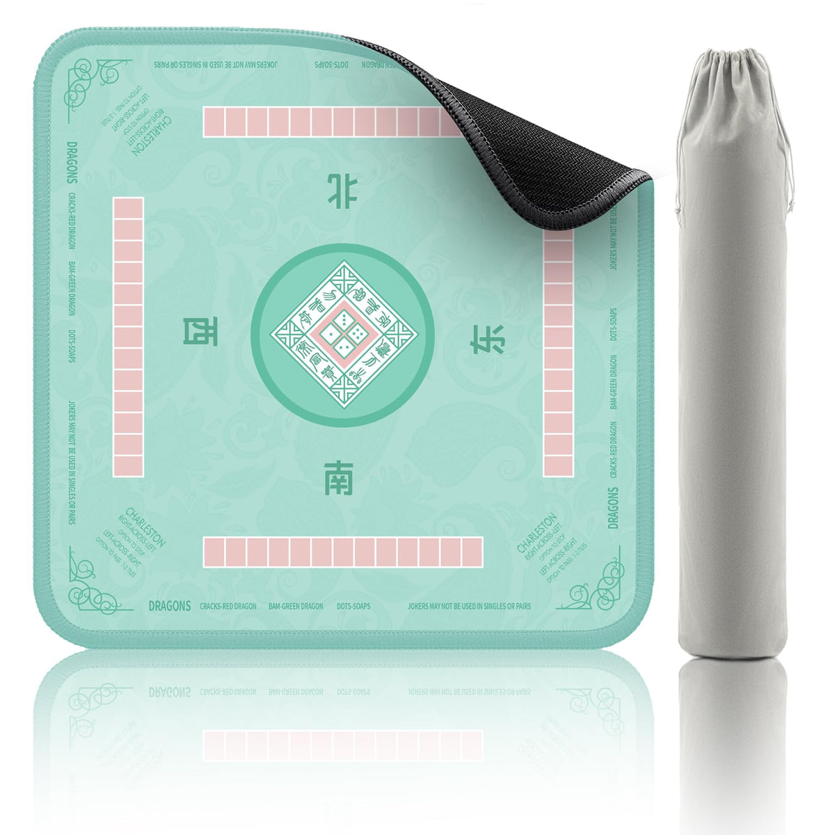 2F22E Mahjong Mat on table with large 32.4x32.4 inch surface for smooth gameplay