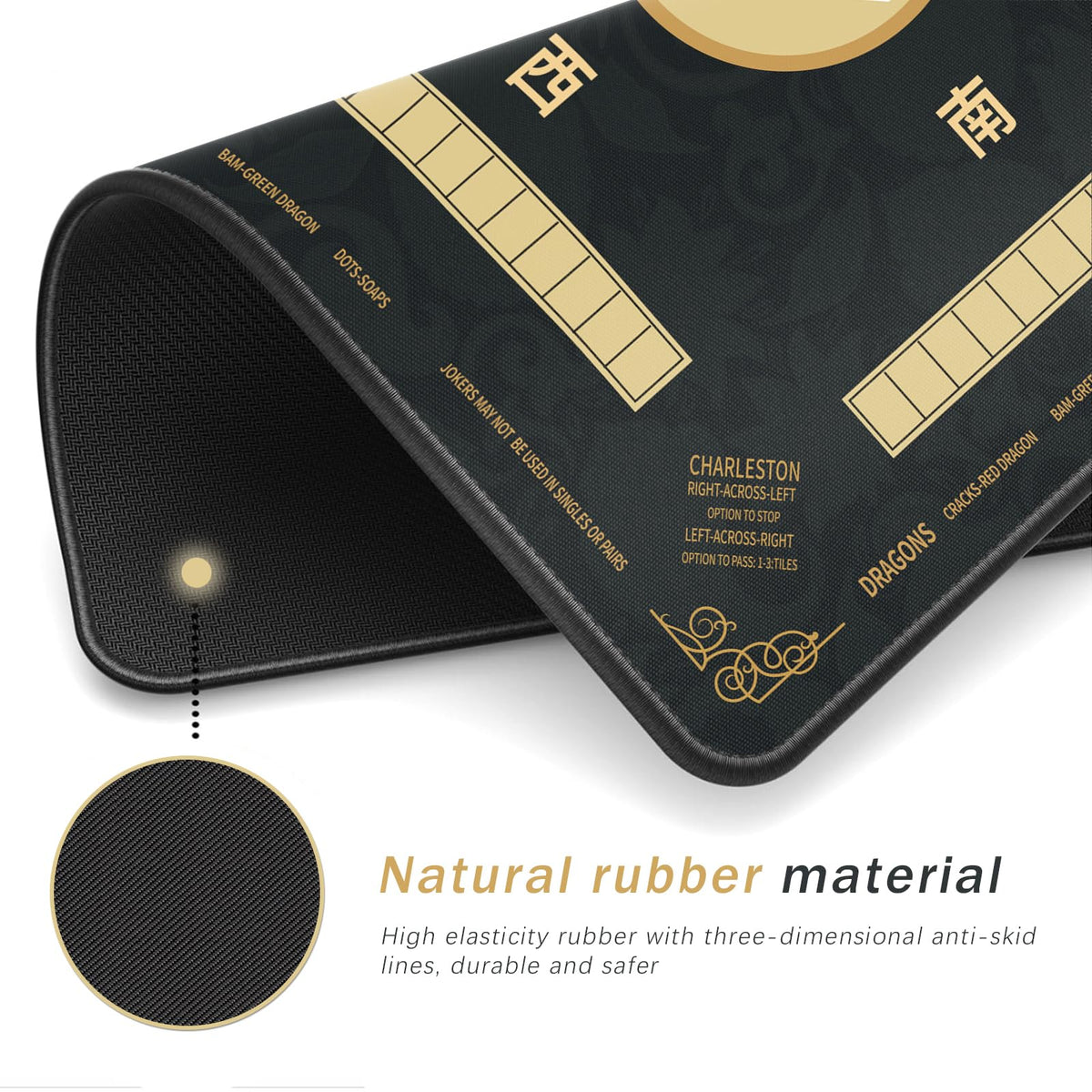 2F22E Mahjong Mat anti-slip base keeps the mat securely in place on any table.