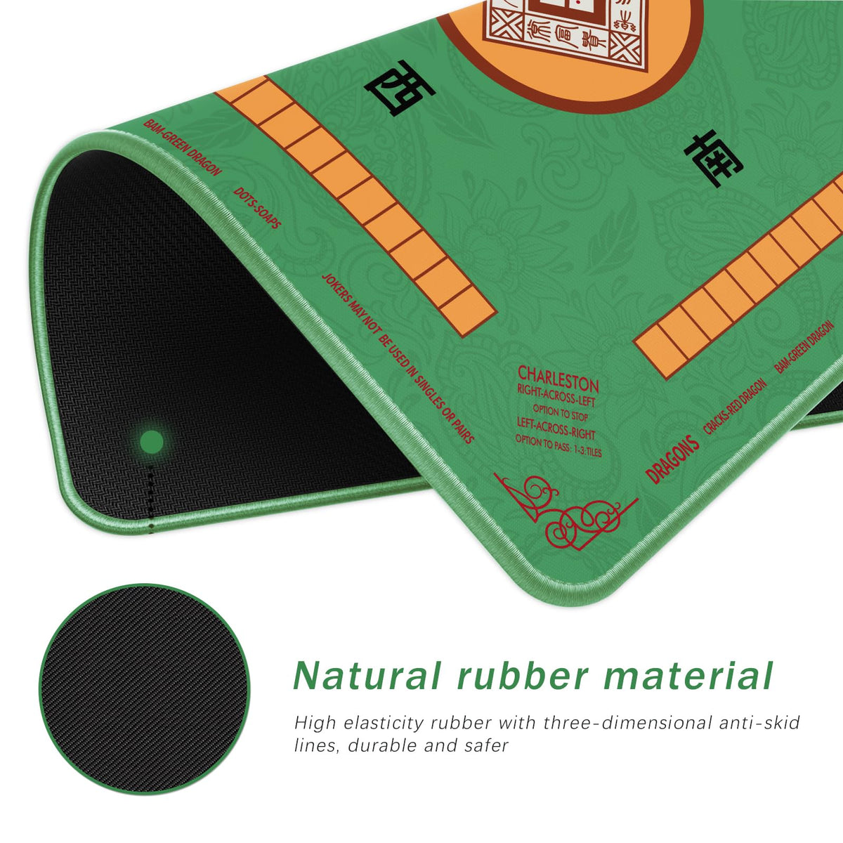 2F22E Mahjong Mat shows anti-slip design on a wooden table.