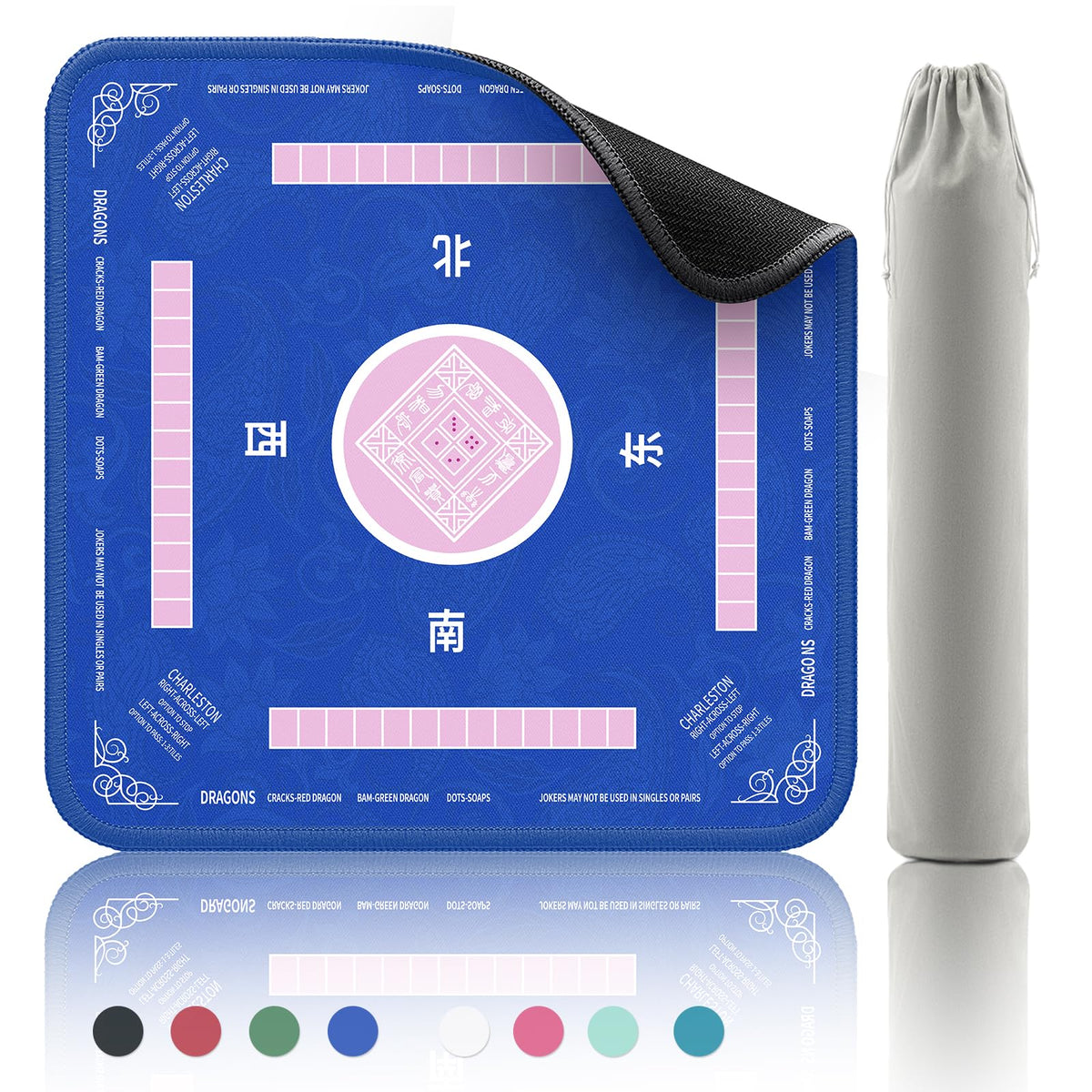 2F22E Mahjong Mat blue 32.4-inch surface for precise tabletop play.