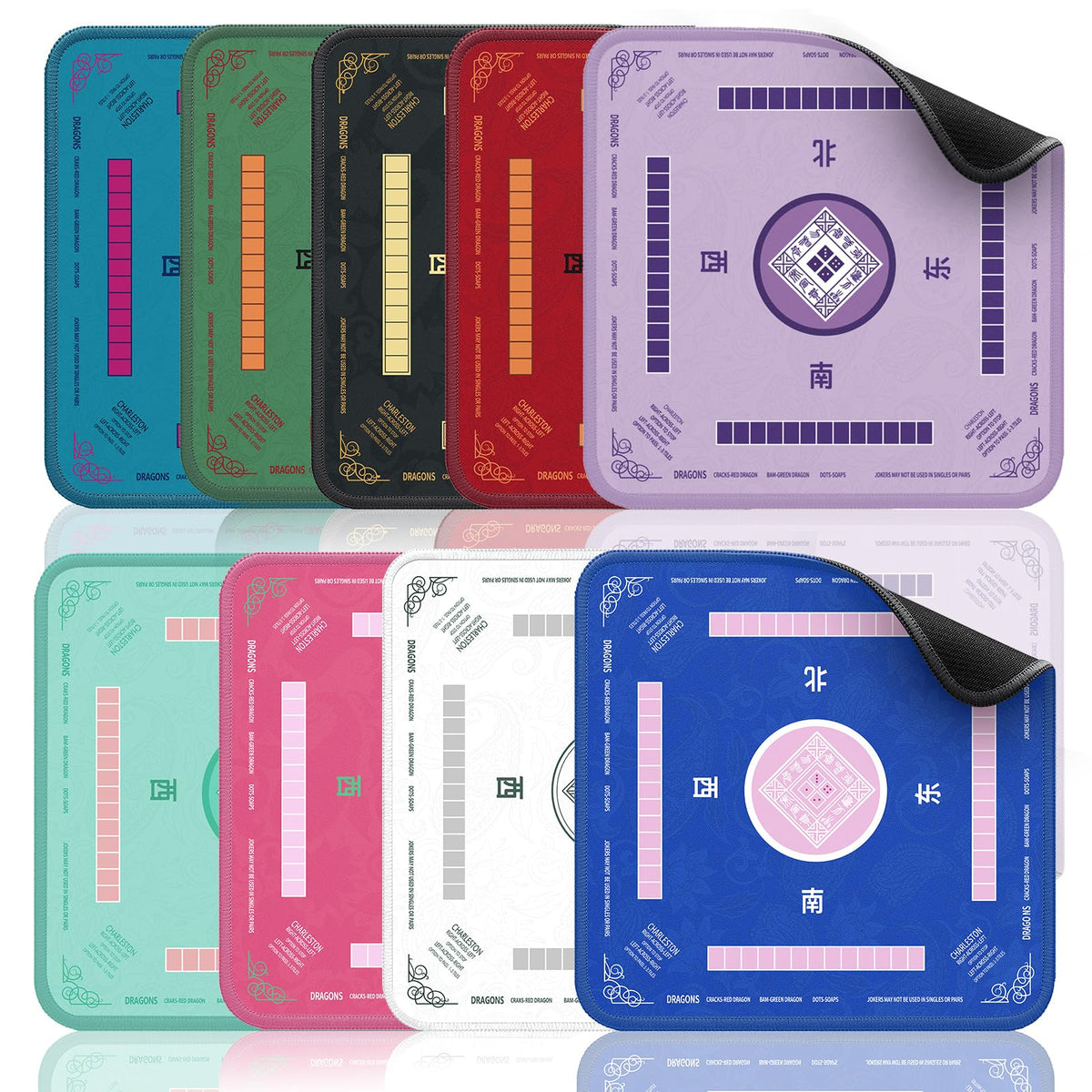 2F22E Mahjong Mat durable polyester edges sealed purple for long-lasting use