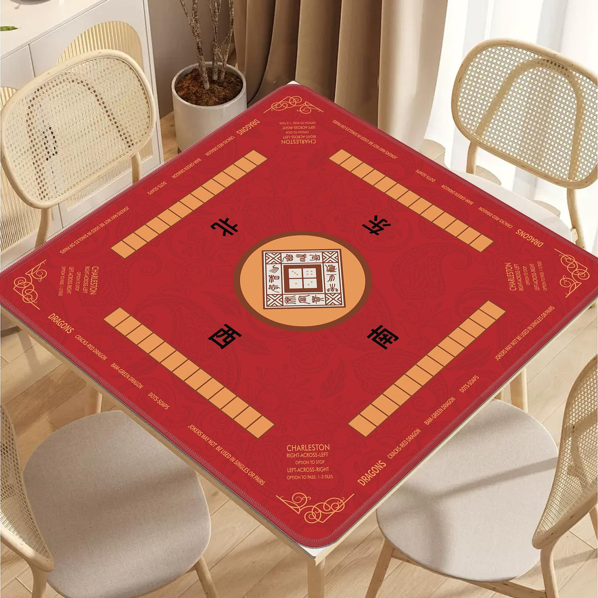2F22E Mahjong mat edge sealed to prevent cracking.