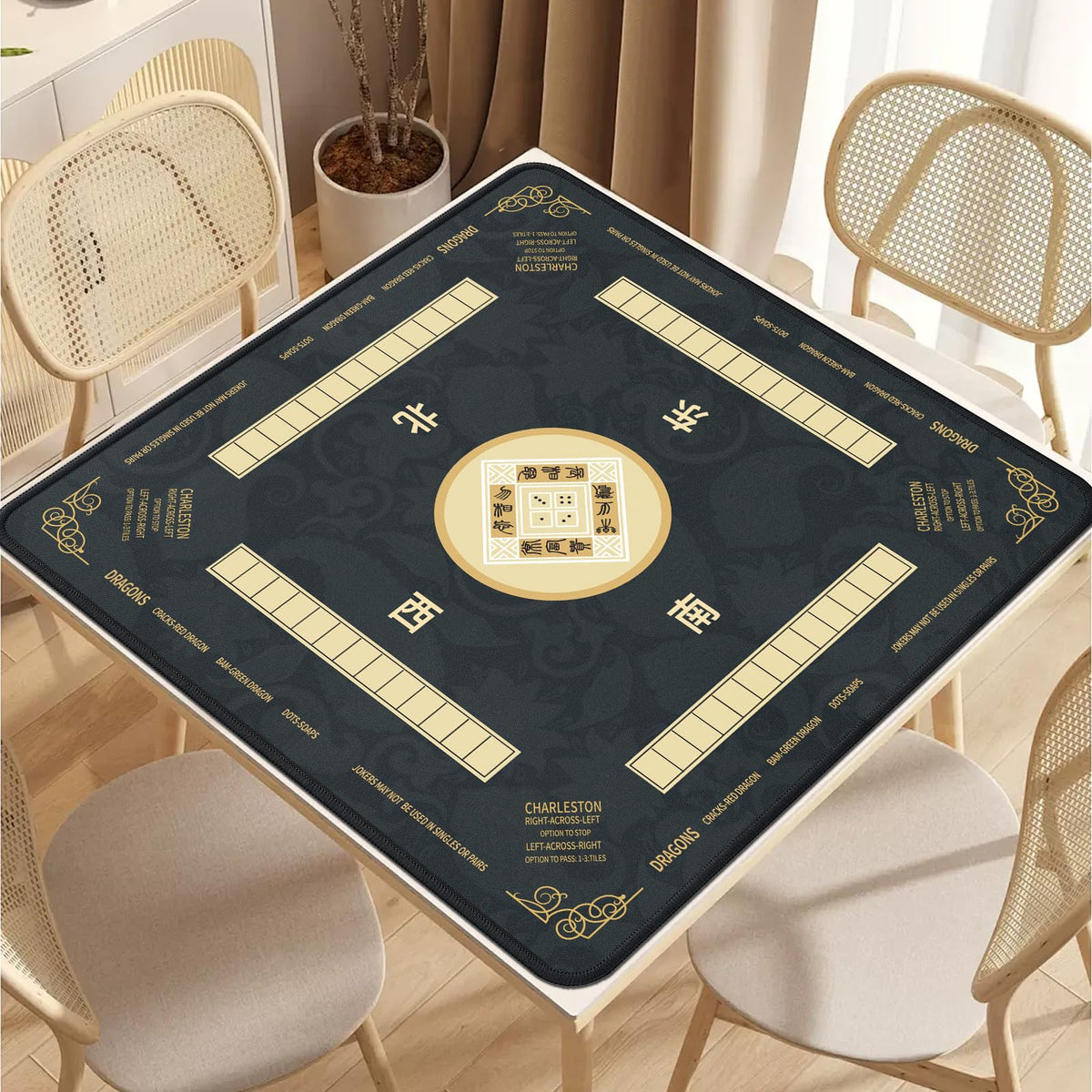 2F22E Mahjong Mat knit-edge durability prevents curling over time.