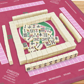 2F22E Mahjong Mat pink versatile for poker, board games, and dominoes.