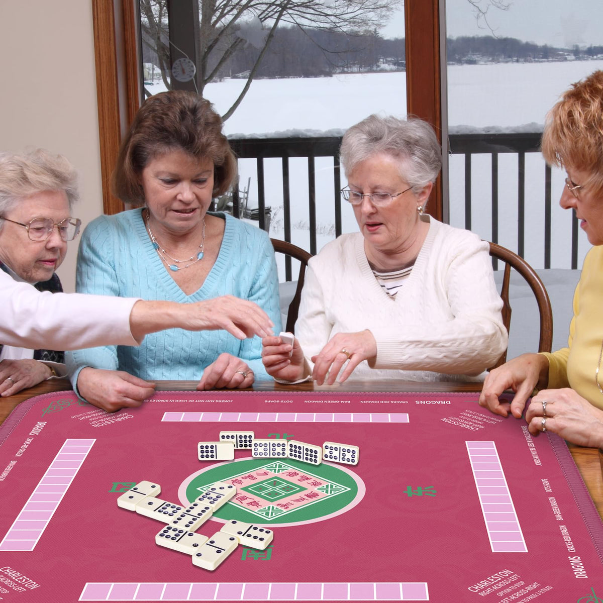 2F22E Mahjong Mat pink large 32.4 by 32.4 inches.