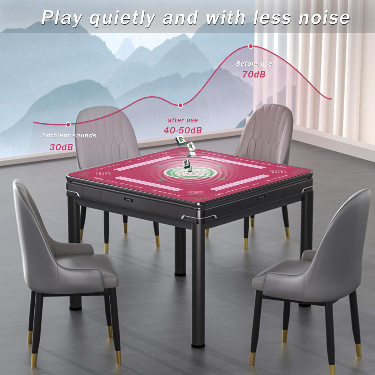 2F22E Mahjong Mat pink waterproof surface ideal for spills during games.