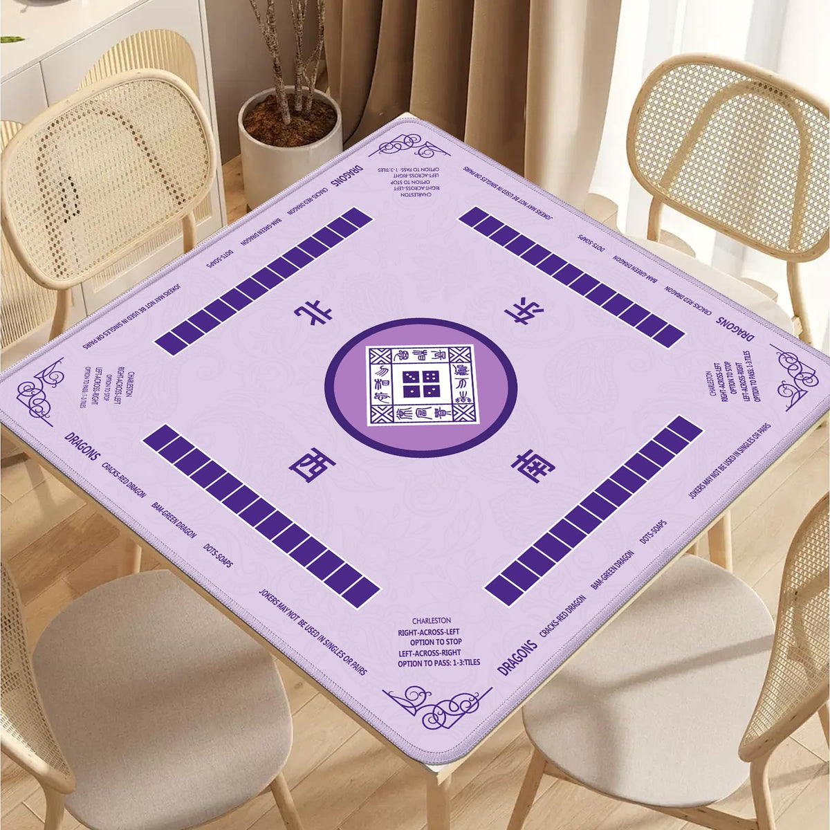 2F22E Mahjong Mat tabletop use purple for family game nights
