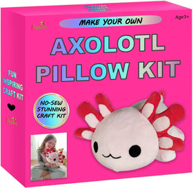 2Pepers axolotl pillow kit packaging shows complete supplies for easy no-sew crafting