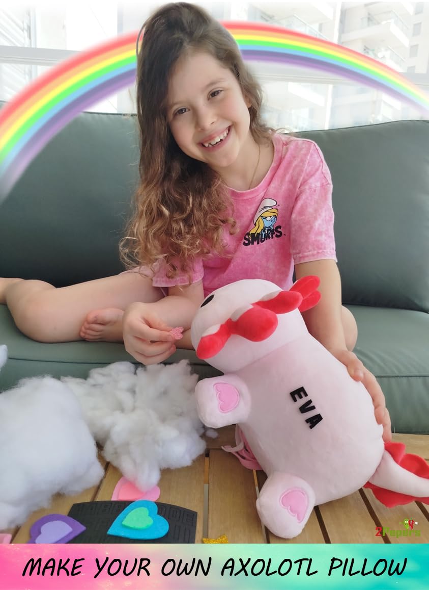 2Pepers axolotl pillow kit in progress invites kids to assemble a cuddly plush