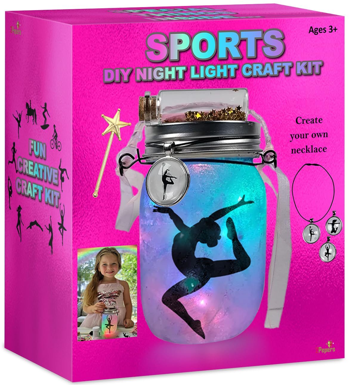 2Pepers DIY sports night light jar with colorful LEDs brightens a girl's bedroom