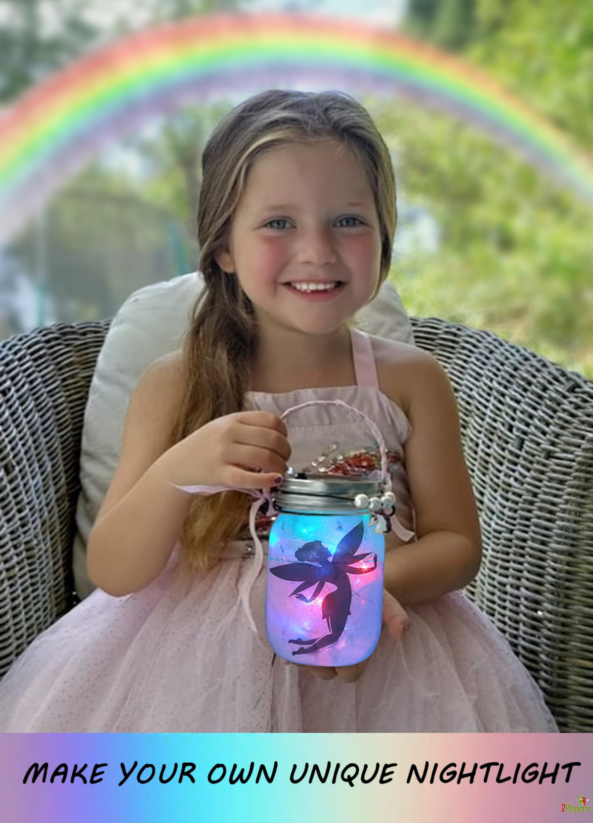 2Pepers LED-light DIY jar with colorful illumination for cozy bedtime nights.
