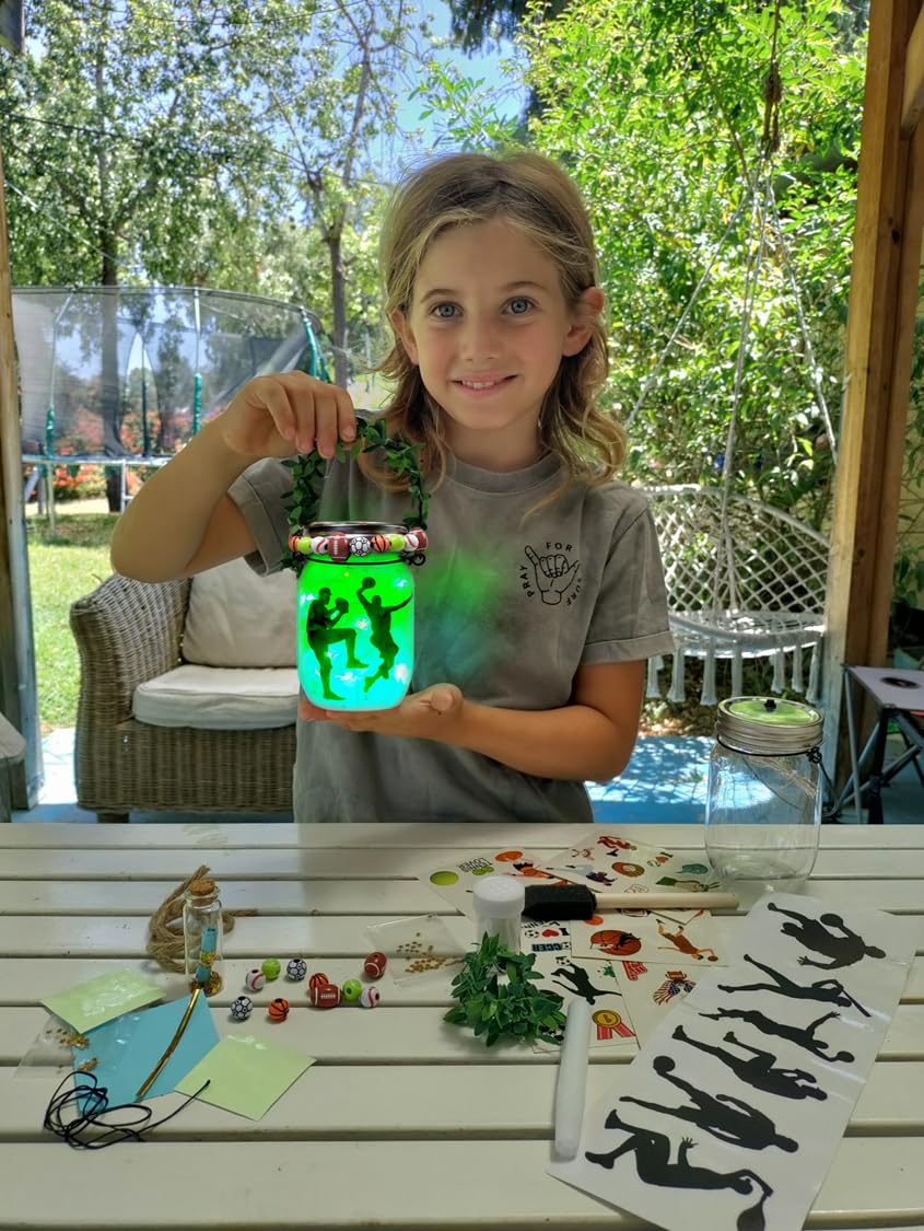 2Pepers Sports Night Light Jar assembly visuals show easy DIY setup for kids.