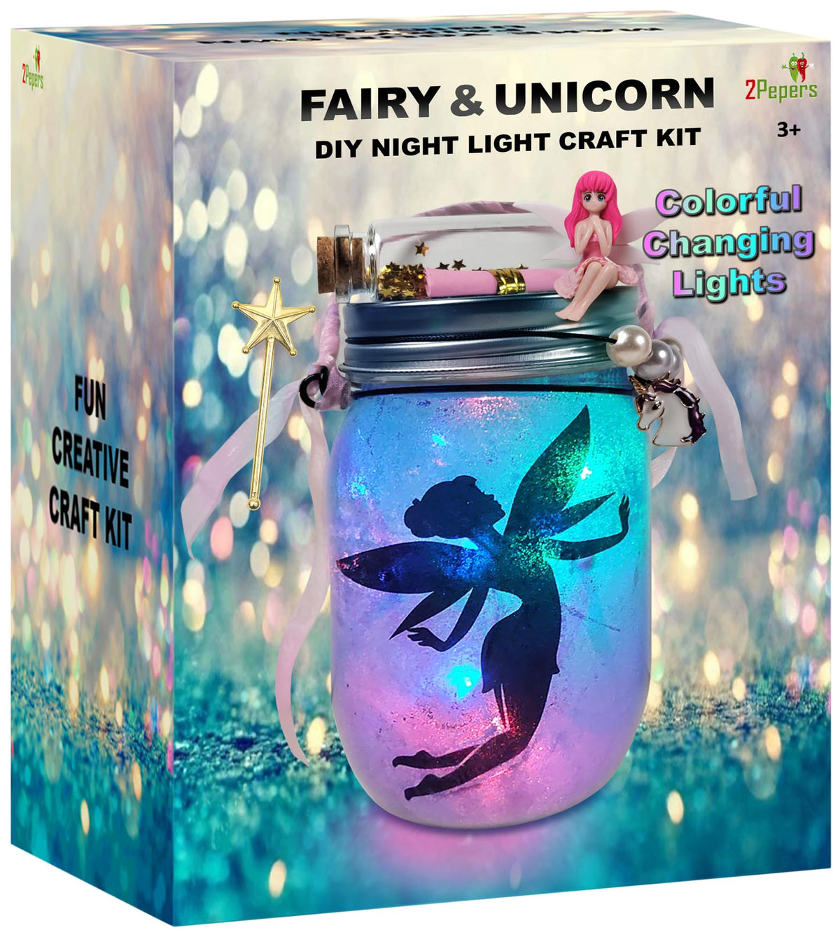 2Pepers Unicorn and Fairy Lantern Jar kit with whimsical design for imaginative room decor.