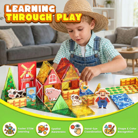 3 Otters magnetic tiles fields layout supports early math and spatial awareness