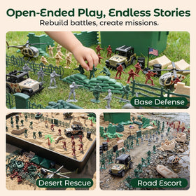 3 otters army playset patrol boat for water-based missions and adventures.