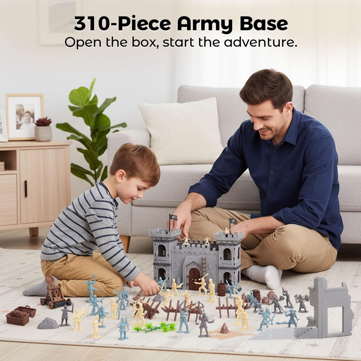 3 Otters catapult and knights scene for action packed play and strategy