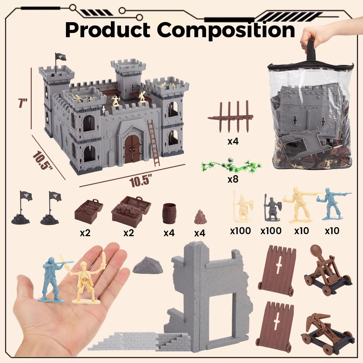 3 Otters knights figures close up encourages imaginative storytelling and fine motor skills