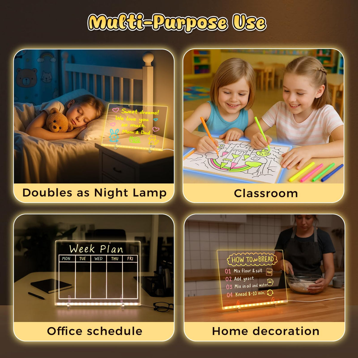 3 Otters LED drawing board gift set ideal for birthdays and Mother's Day