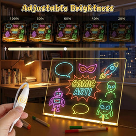 3 Otters LED drawing board surface cleans quickly with spray and cloth