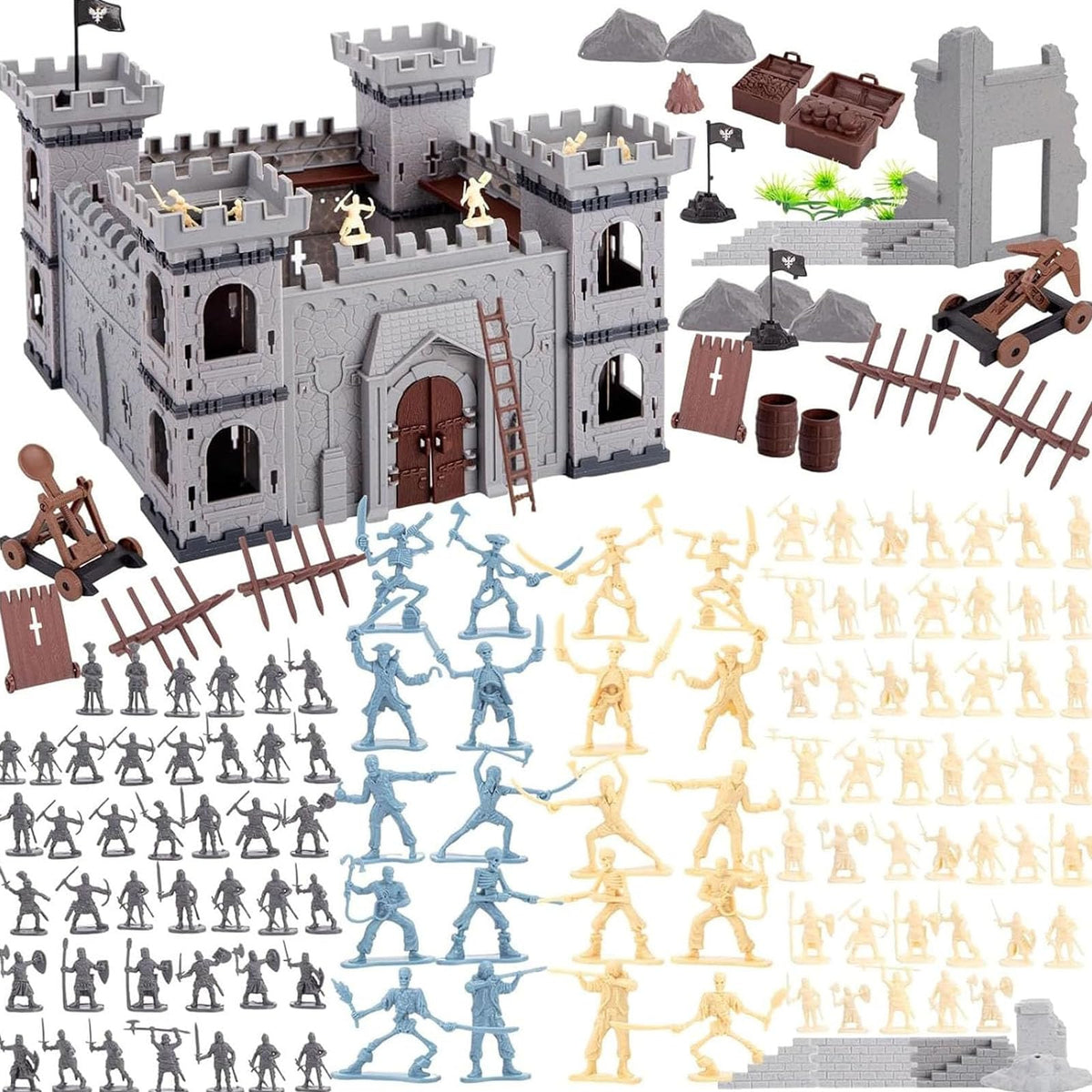 3 Otters medieval castle set with knights and towers for imaginative play and teamwork