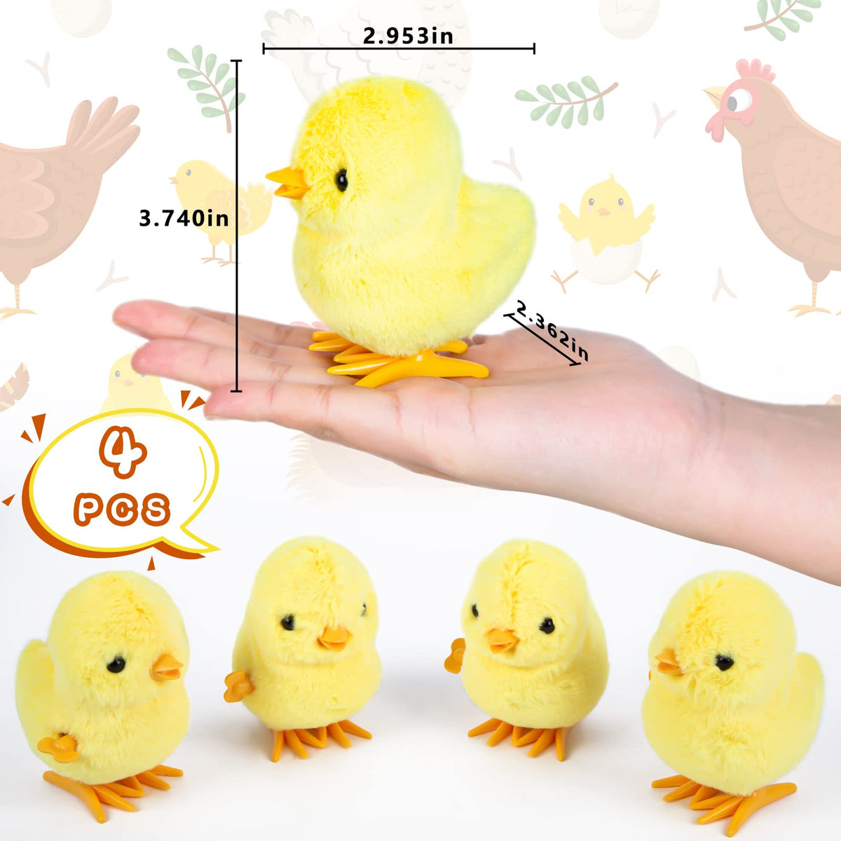 3 Otters wind-up chick toy closeup showing plush detail for tactile play